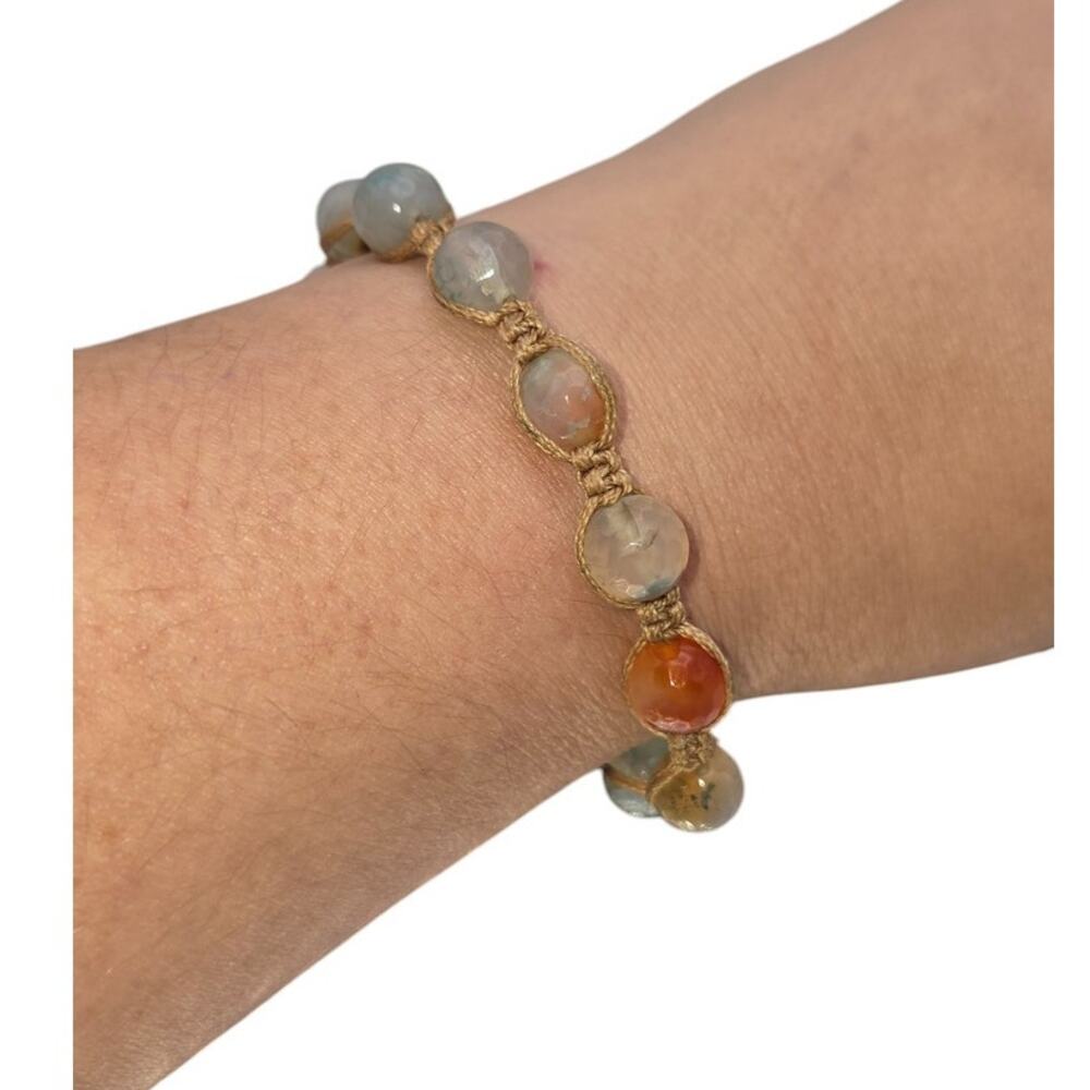 Hand-Knotted Agate Gemstone Bracelet | Boho Chic Natural Stone Jewelry